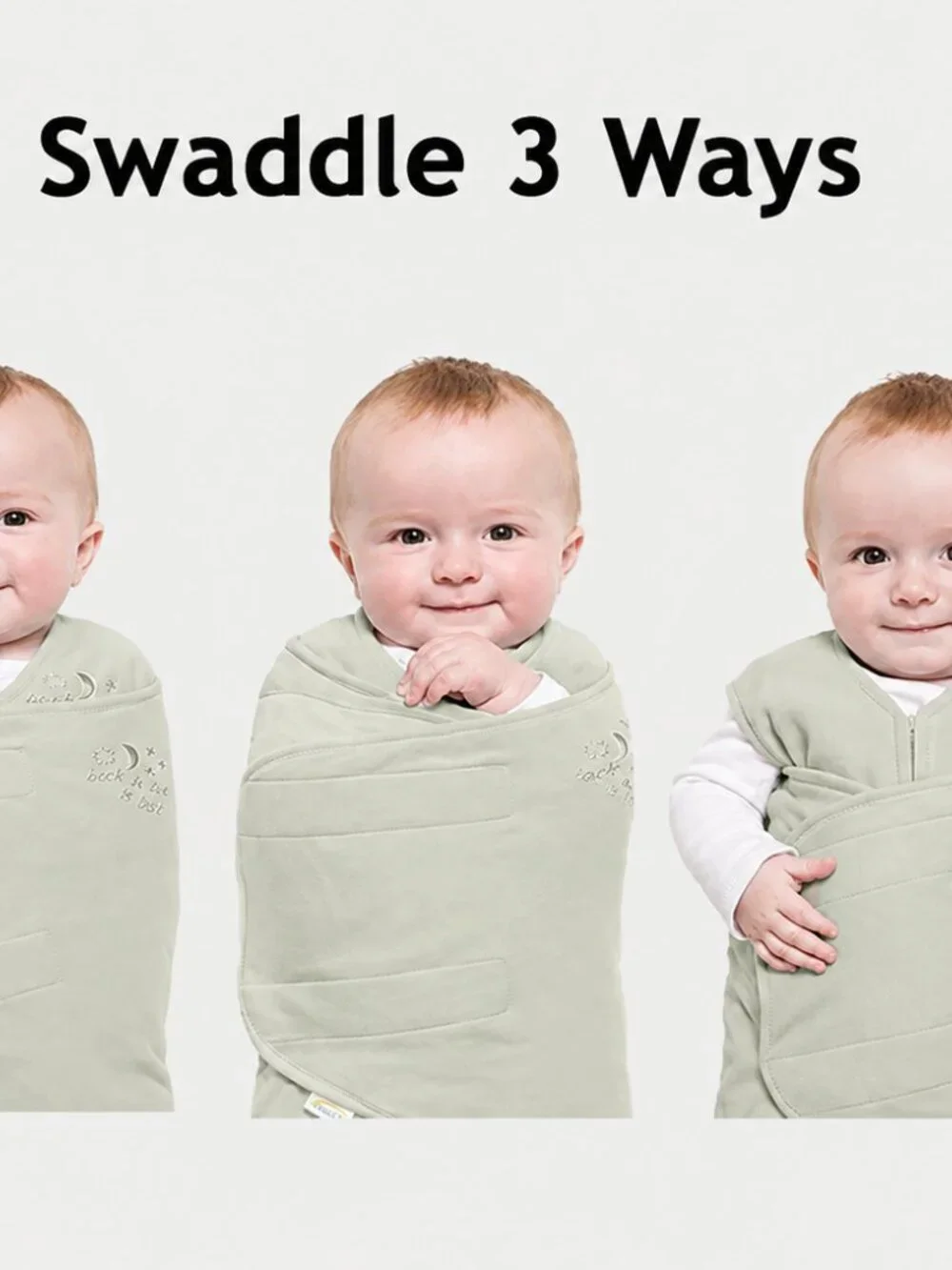 HALO Cotton Sleepsack Swaddle 3-Way Adjustable Wearable Blanket, Sage Green